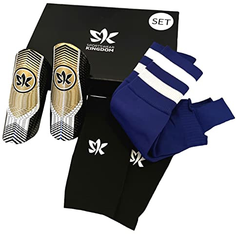 SK Fußball Kinder Schienbeinschoner Set Siena (Blau, Bambini (-1.20m))