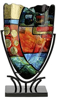 GILDE GLAS art Dekovase XL – Designer Deko abstrakte Vase Dekoobjekt – Home Design für Wohnzimmer Schlafzimmer – Höhe 47,5 cm