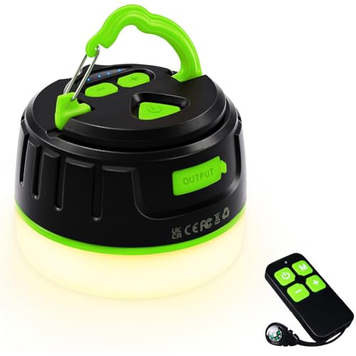 Lanterna da campeggio, lanktoo luci per tende ricaricabili con telecomando e power bank 6400mAh, 5 modalit¨¤ di illuminazione Luce da campeggio resistente all'acqua con base magnetica
