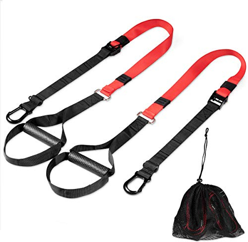COSTWAY Schlingentrainer längenverstellbar, Sling Trainer Set mit Türanker, Schlingentraining Set für Ganzkörpertraining, bis zur 180kg belastbar