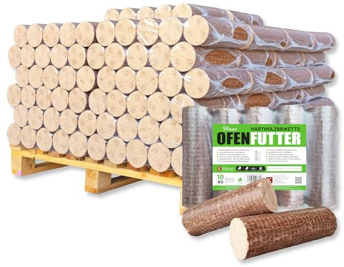 Mattonelle in legno Nestro bricchette in legno duro da 500 kg, per il riscaldamento a combustibile ecologico, 50 x 10 kg