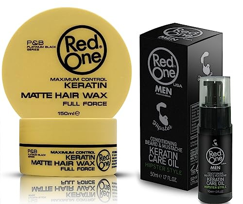 Redone Cire Capillaire Matte à la Kératine 150 ml | Redone Huile de Barbe Et Moustache à la Kératine 50 ml