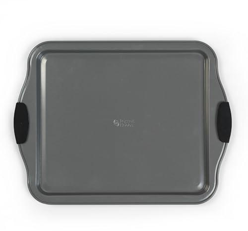Russell Hobbs RH01914EU Pearlised Plaque à Pâtisserie avec Poignées Antidérapantes en Silicone, 38cm, Plaques de Cuisson Rectangulaire, anti-adhésif Acier au Carbone, Passe au Four Jusqu'à 200°C