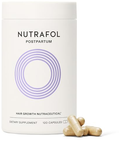 Nutrafol Postpartum Hair Growth Supplements, Clinically Tested for Visibly Thicker Hair and Less Shedding, Breastfeeding-friendly - 1 Month Supply