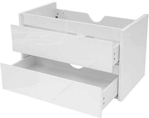 Mendler Waschbeckenunterschrank HWC-B19, Waschtischunterschrank Waschtisch Badezimmer, Hochglanz Soft-Close 50x80cm - weiß