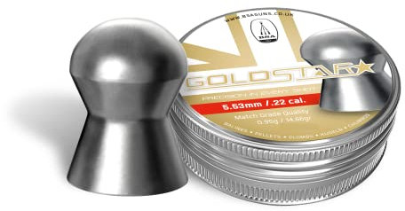 BSA Guns Goldstar MATCH GRADE can of 250 .22 / 5.53mm pellets for Air gun pistol Rifle Target and Hunting., Metal