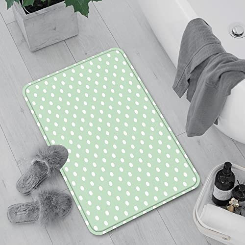 Badematte rutschfest, Badteppich für Badezimmer,Minze, klassisches altmodisches Tupfenmuster auf hellgrünem frischem Hintergrund, Minzg,Waschbar Badezimmerteppich für Wohnzimmer Schlafzimmer 60x100 cm