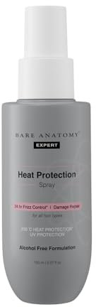 Bare Anatomy Heat Protection Spray Serum| Controls Frizz for up to 24 Hrs | Vitamin E, Pea Protein & Veg Keratin Enriched | Paraben Free | For Women & Men | Vegan |230 °C Heat Protection 150 ml
