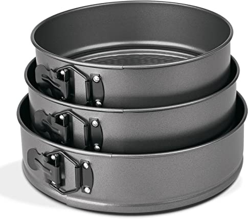 TIENDA EURASIA - Juego de 3 Moldes Antiadherentes, Acero Inoxidable, Tamaños 18-20-22cm, Moldes para Repostería, Horno Desmontables