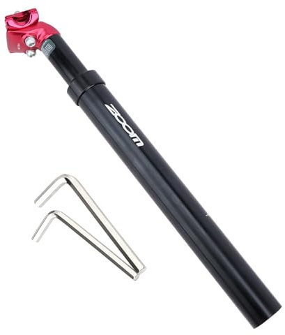 Yongness Tige de Selle Suspendue en Aluminium, Diamètre 31,6mm, Longueur 350mm, pour Vélos Électriques, VTT, Villes (Noir-Rouge)