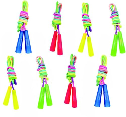 8 Piezas Saltar Para Niños, 2m Deportiva Ajustable, Cuerda Saltar para Niños, Grupos para Saltar la Cuerda,Cuerda de Saltar Arco Lris para Varios Jugad
