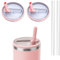 WALLFID 2pcs Auslaufsichere 40oz Becher Flip-Strohhalm Deckel Ersatz,Kompatibel mit Stanley 40oz Becher,Auslaufsicher und Staubdicht,Leicht zu reinigen,mit 2 Strohhalmen (Rosé)