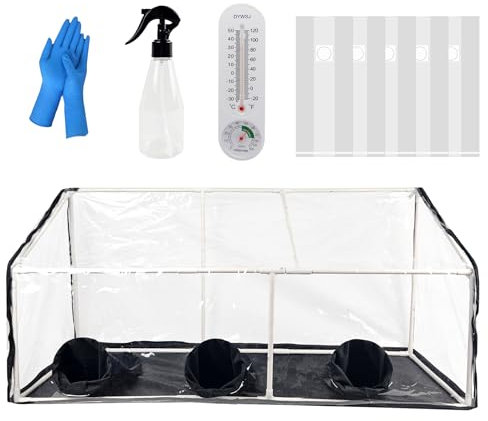 Oairgico Kit de cultivo de hongos con caja de aire grande de 47 x 21 x 17 pulgadas, incluye tienda de cultivo de setas, 5 bolsas de cultivo de hongos, 1 par de guantes, 1 termómetro higrómetro y 2