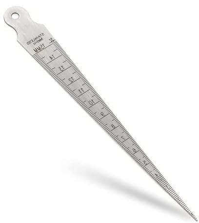 Taper Gage, 1-15mm Stainless Steel Tapered Gauge Depth Welding Test Spark Plug Gap Ruler Hole Depth Inspection Tool Inch & Metric Tapering Measurement