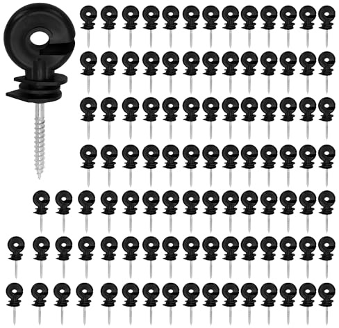 ohbien 100Pcs Electric Fence Insulators, Screw In Ring Insulators Anti-Aging Wood Post Electric Fence Wire Insulator Fence Post Insulators for Garden Field Guardian Fencing Pasture Gates