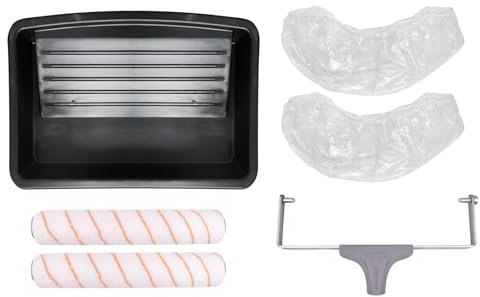 ROLLINGDOG 12 Inch Paint Roller Set - Roller Sets for Painting, Paint Rollers and Trays Sets with Paint Roller Sleeves, Roller Frame, Paint Tray and Tray Liners, Pack of 6