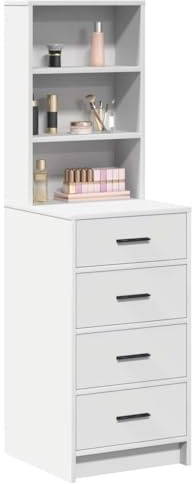 vidaXL Highboard with Drawer White 40 x 41 x 135 cm Engineered wood, Dining Room, Contemporary Storage, Rectangular Sideboard Unit, Functional Highboard, Durable Engineered Wood Furniture