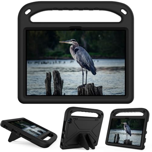 leleyo Custodia per tablet per Amazon Fire HD 8 e 8 Plus 8 pollici (2020/2022/2024) Custodia per bambini Maniglia antiurto Supporto leggero Copertura protettiva nera
