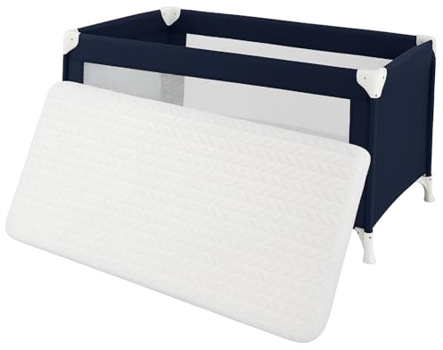 A ATH COLLECTION Baby Travel Cot Bed Mattress Extra Thick Non-Allergenic and Breathable for Babies and Toddlers Cot Bed Mattress Zipped Cover (90X40X5cm)