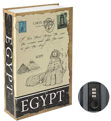 Parrency Diversion Book Safe with Combination Lock, Secrect Hidden Safe Lock Box Large, Medium, Egypt, 9 1/2 x 6 x 1 1/3, SBH-M009