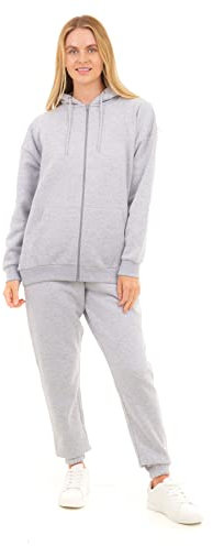 M17 Womens Ladies Recycled Zip Up Oversized Hoody Soft Casual Hooded Zipper Sweatshirt Top Long Sleeve with Pockets (S, Grey), 5056242846376