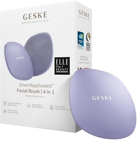 GESKE | SmartAppGuided™ Facial Brush 4 in 1 | Gesichtsreinigungsbürste | Weiche Bürste aus Silikon | professionelle Gesichtsreinigung | Gesichtsreinigungsgerät | Hautreinigung