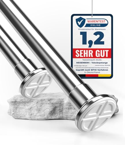 MEISENBERG Bastone Estensibile a Pressione 70-120, Argento, Ø 25 mm, Aste per Tende Senza Forare per Tendaggi, Bagni e Balcone