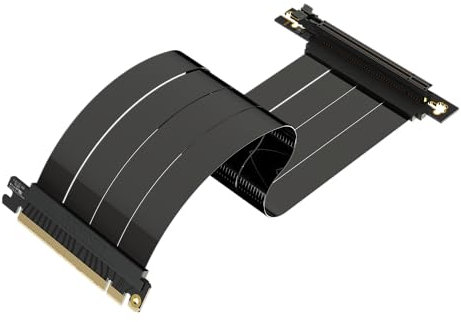 LINKUP - AVA5 PCIE 5.0 Riser-Kabel | RTX5090 RX9070 GPU Bereit | x16 128GB/s Geschwindigkeit | PCIe 4.0 & WRX80/WRX90E Kompatibel | Rechter Winkel, Schwarz 30cm (Gesamtlänge 34cm)