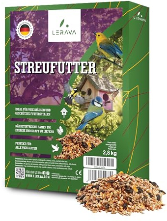 LERAVA® Mangime per Uccelli Selvatici [per Tutti i Tipi di Uccelli] - 2,8kg - Cibo Nutriente - Perfetto per Inverno - Semi per Casette e Aree Protette - mangime uccelli selvatici Energia e Forza