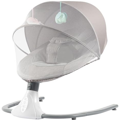 Babywippe Elektrisch, Faltbar Bluetooth Musikwiege mit Fernbedienung, 4 Schaukelgeschwindigkeiten, 8 Melodien, Spielzeug, Baby Schaukel Elektronisch für Babys 0-18Monate