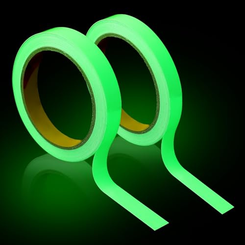 Yuanchu 2 Rollen Fluoreszierendes Klebeband, 20m Leuchtband Reflektorband Selbstklebend Leuchtstreifen Wasserfest Nachleuchtendes Klebeband Grün Markierungsband Warnband für Treppen Wände Ausfahrt