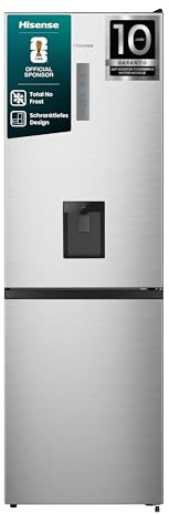 Hisense RB3N300NMCC Kühl-Gefrierkombination/Freistehend/EEK: C /39dB/304 Liter/Total No Frost/Wasserspender/Tür Alarm/LED Display/Weinregal/Türanschlag wechselbar/HxBxT:186x59,5x59 cm/Grau