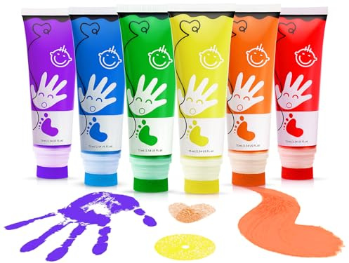 TOGOU2S Washable Paints for Kids, 6 Colors 75ml Kids Painting Set, Paint Sticks for Children, Toddler Painting Set, Finger Paints, Baby Safe Paint with Sponge, Arts and Crafts for Kids Age 3