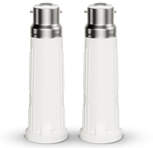 DiCUNO B22 to E27 Socket Extender, 9CM Light Socket Extension, 2 Pcs | Bayonet to Screw Edison Converter, BC to ES Lamp Base Adapter for LED and Incandescent Bulbs and CFL Bulbs