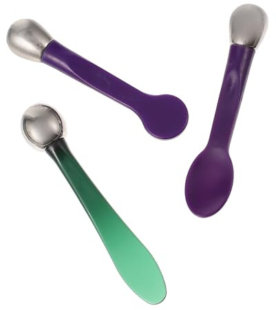 BAZEITFLOW Augencreme Löffel 3 Stück Kosmetikwerkzeug mit Massage Stab für Sanfte Augenpflege Tragbarer Schönheitslöffel für Gesicht Make Up und Hautpflege