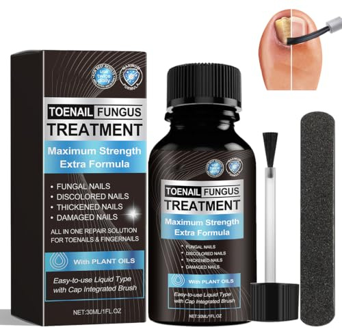 Fungal Nail Treatment - Extra Strong Formula for Toenail and Fingernail. Repairs Damaged Discolored Nails - Natural Formula with Plant Extracts Dual Action Design for Healthy Nail Care 30ml