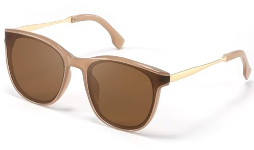 kunchu Sonnenbrille-Damen-Groß-Brillert-Frauen-Retro-Square -Trendy- Klassisch-UV400-Schutz-Ultraleicht-Runde braun