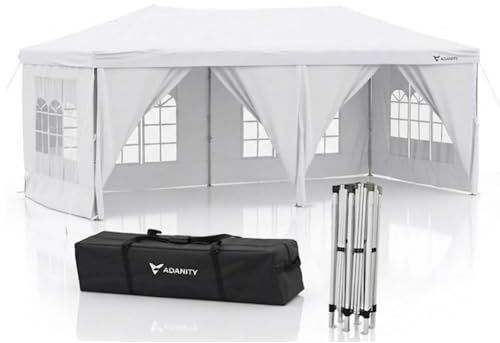 ADANITY Carpa Plegable 3x6m Profesional XL - Cenador Jardín Gigante 18m² con 5 Paredes (Ventanas y Puertas) - Lona Oxford 210D Impermeable UV - Estructura Acero - Incluye Bolsa y Anclajes