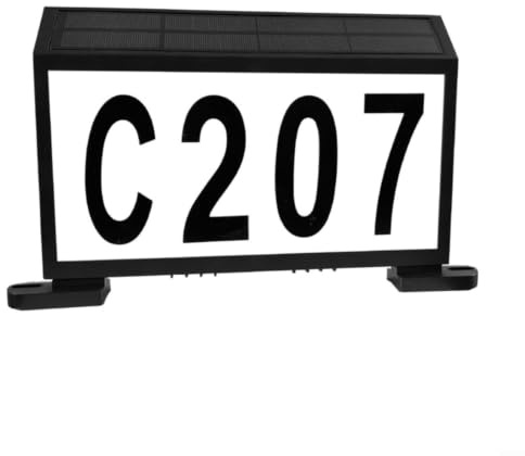 Gettimore Lampada solare resistente alle intemperie, con numero civico in acrilico a LED, accensione e spegnimento automatico per segnaletica indirizzi, cancello da giardino e vialetto, colore nero
