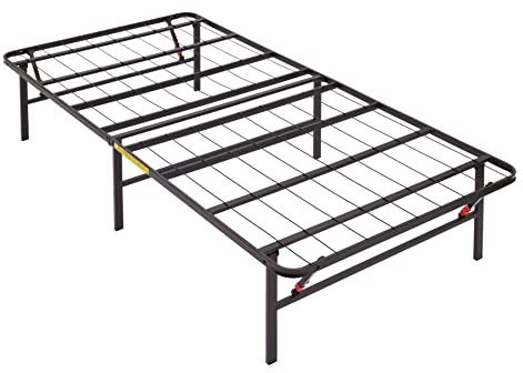 Amazon Basics Foldable Metal Platform Bed Frame with Tool-Free Setup, 14 Inches High, Storage Space, Sturdy Steel Frame, No Box Spring Needed, Twin XL, Black
