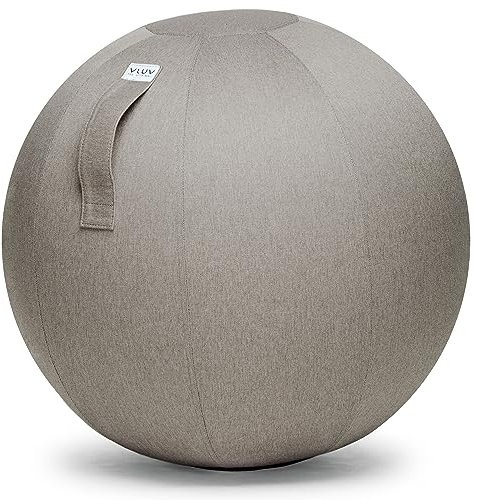 VLUV® BOL LEIV Sitzball Büro Ergonomisch [Atmungsaktiv mit Tragegriff und Wegrollschutz] Waschbarer Stoffbezug | Schwangerschaftsball| Gymnastikball Schwangerschaft Sitzball 65cm