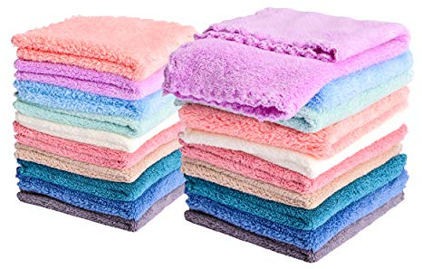 Kyapoo Confezione da 20 panni in microfibra Coral Fleece extra assorbenti e morbidi per neonati, neonati e bambini piccoli