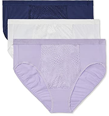 Warner's womens Blissful Benefits Tummy Smoothing Hi-cut Panty Underwear, Lavender Macaron White Navy Ink, XX-Large US