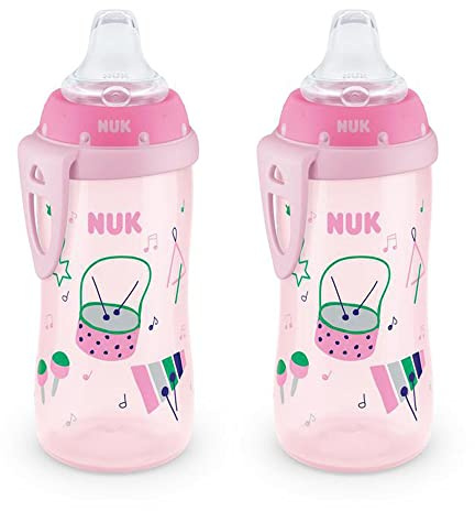 NUK Active Spill Proof Sippy Cup, 10 oz, 2 Pack, 8+ Months, Pink – BPA Free, Spill Proof Sippy Cup
