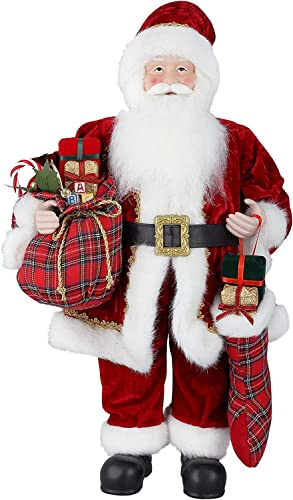 Uten Santa Claus, Christmas Santa Claus Figure 24 Inch Indoor Outdoor Standing, Santa Xmas Traditional Ornament