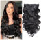 Unipearl Gewellte Clip in Extensions Echthaar，60cm 24 Zoll 8PCS 120g Natürliches Schwarz Haarverlängerung für Frauen Body Wave Remy Hair Extensions Clip in