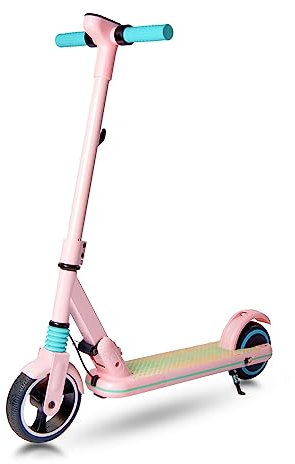 E-RIDES Patinete Eléctrico Con Pantalla LED Para Niños de 6 a 12 Años, 130W, Ruedas de 5 Pulgadas, E Scooter 14km/h, Regalos Para Niñas (Rosa)