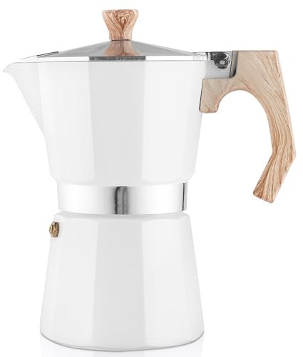 wedrink Cafetera Italiana 6 tazas, cafetera italiana moca, cacerola moca, cafetera espresso 300 ml, antiquemaduras, mango de madera
