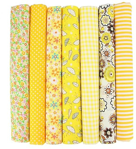 PTNKUIIY 7 stycken bomullstyg lapptäcke tyger paket 50 x 50 cm bomullsduk gör-det-själv handgjord sömnad quiltning tyg tygrester färgglada bomullstyg set för sömnad scrapbooking quiltning hantverk –