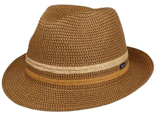 Lipodo Costanzo Bogart Fedora Straw Raffia Striped Lightweight Made in Italy Men Summer